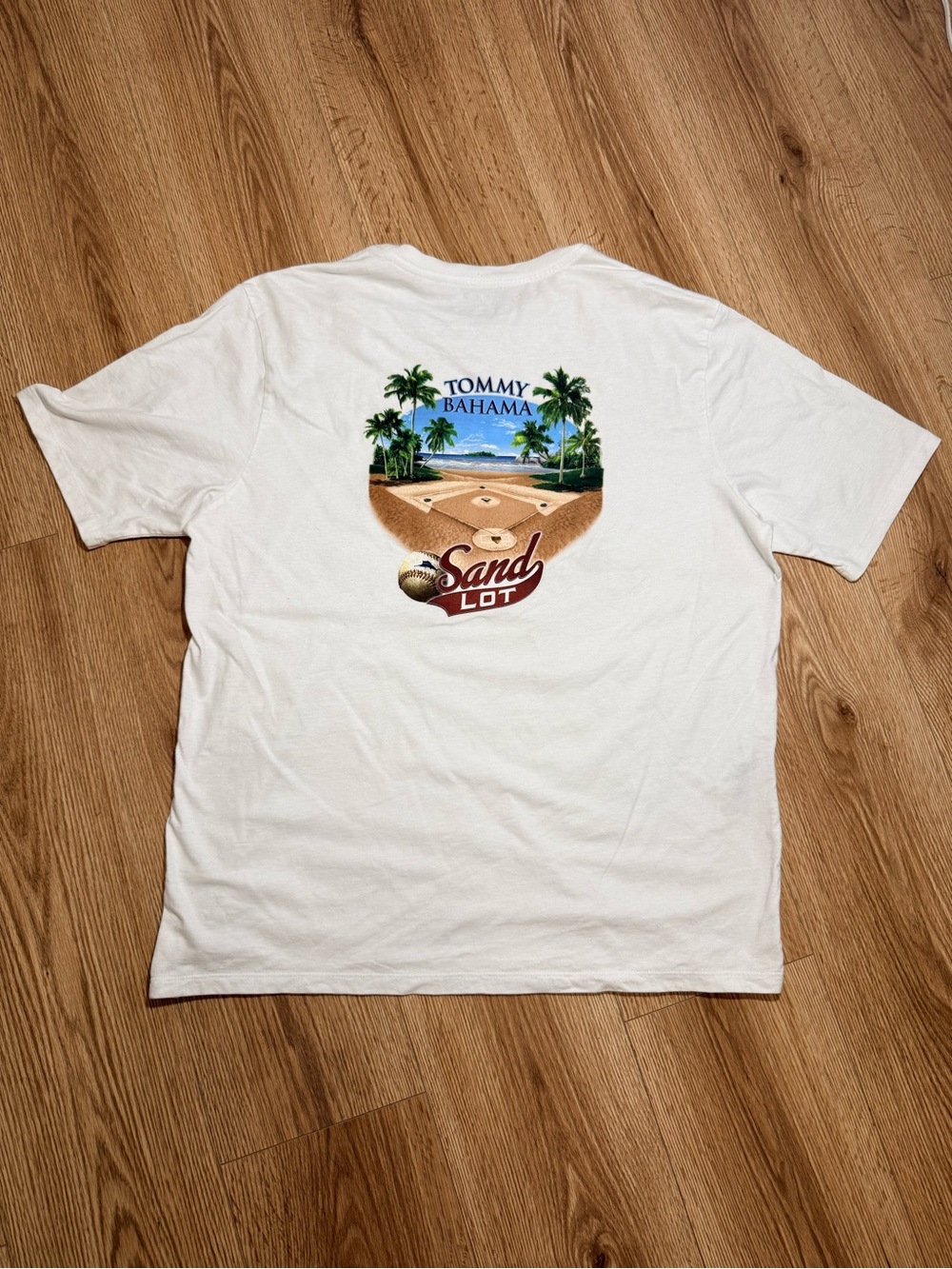 Tommy Bahama Mens Sand Lot Baseball Graphic T Shirt White Marlin Logo XL